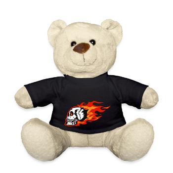 skull profile skull flame flame motrocy - Teddy Bear - black - Front