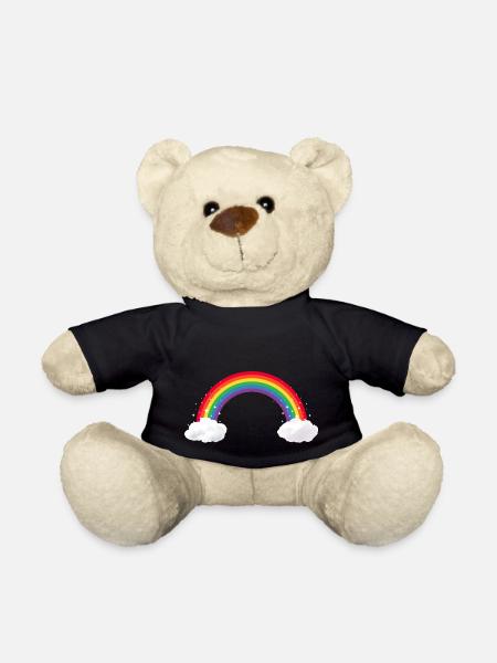 Bunter Regenbogen mit Wolken LGBT LGBTQ Gay Pride - Teddy - Schwarz