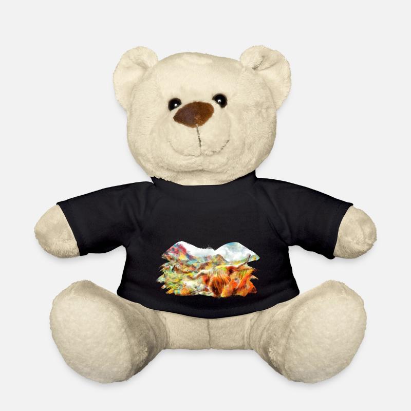 Highland cattle in the mountains - Teddy Bear - black