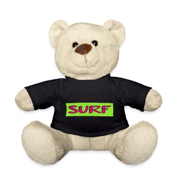 SURFING. FISH. BEACH. SEA. OCEAN. HUMOR. HOLIDAY - Teddy Bear - black - Front