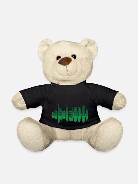 City Skyline + Tree - Green - Teddy Bear - black