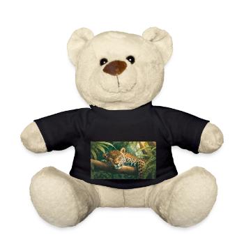Cute animals chilling – jaguar sleeping on a tree - Teddy Bear - black - Front