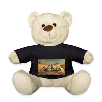 Cute animals chilling – meerkats sleeping ground - Teddy Bear - black - Front