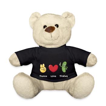 Peace, Love Pickles Retro Vintage Pickles Lover - Teddy Bear - black - Front
