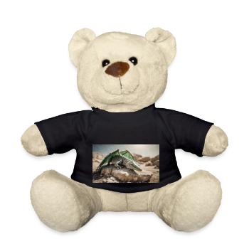 A realistic majestical green dragon is laying - Teddy Bear - black - Front