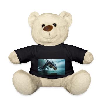 Un méchant dragon noir réaliste dans une rivière brumeuse - Nounours - noir - Devant