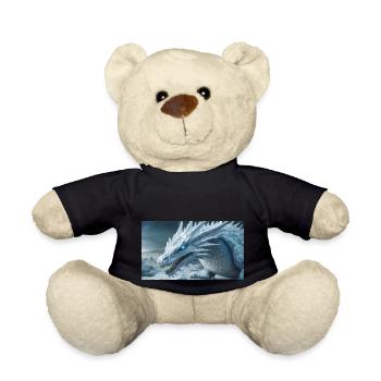 Un majestueux dragon de glace blanc réaliste - Nounours - noir - Devant