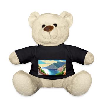 Amalfi Coast, Italy - Pixel Art - Teddy Bear - black - Front