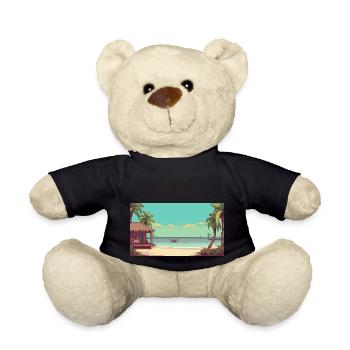Isla Holbox, Mexico - Pixel Art - Teddy Bear - black - Front