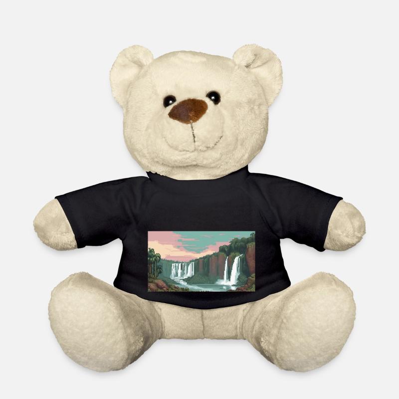 Iguazú Falls, Argentina - Pixel Art - Teddy Bear - black