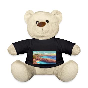 Insel Comino, Malta - Pixel Art - Teddy - Schwarz - Vorne