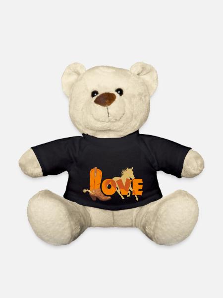 Cowboy boot and horse silhouette - Teddy Bear - black