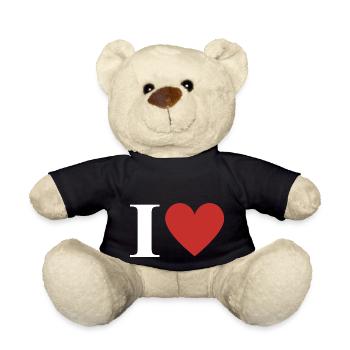 Buchstabe i rotes Herz - Teddy - Schwarz - Vorne