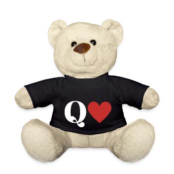 Letter q red heart - Teddy Bear - black - Front