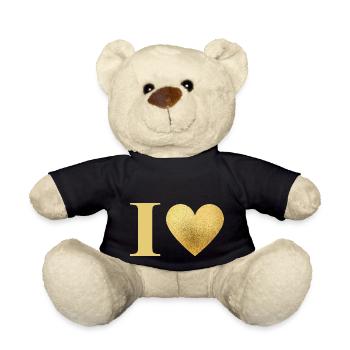 Letter i Golden Heart - Teddy Bear - black - Front
