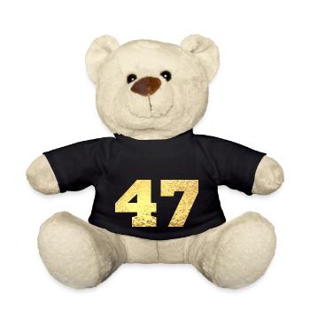 Numéro 47 paillettes doré - 47e anniversaire - Nounours - noir - Devant