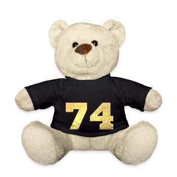 74 Gold Glitter - 74 Geburtstag - Teddy - Schwarz - Vorne