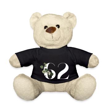 Nummer 62 Blumengrün - 62. Blumengeburtstag - Teddy - Schwarz - Vorne