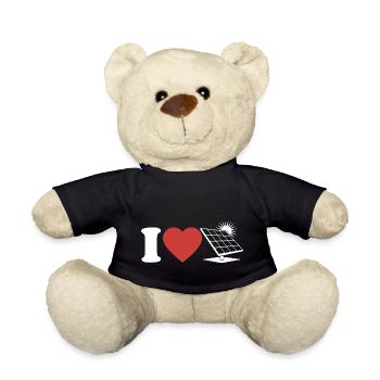 I Love Photovoltaics - Heart - Renewable Energy - Teddy Bear - black - Front