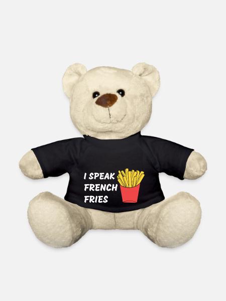 I Speak French Fries Funny Saying - Teddy Bear - black