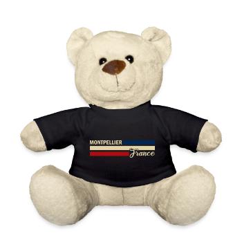 France - Montpellier - France - Drapeau - Nounours - noir - Devant