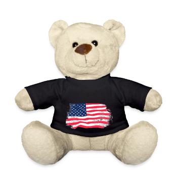 USA Flag - Vintage Look - Teddy Bear - black - Front