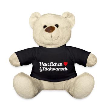 Herzlichen Glückwunsch Geburtstagsgruß - Teddy - Schwarz - Vorne