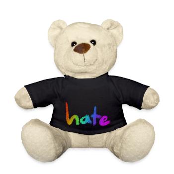 Hate Text Rainbow - Teddy Bear - black - Front