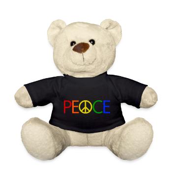 PEACE mit Friedenssymbol Peacezeichen Peacesymbol - Teddy - Schwarz - Vorne