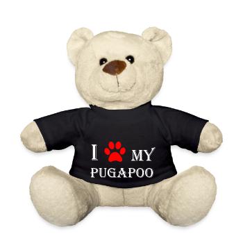 I love my Pugapoo I Pudel Mops Mix - Teddy - Schwarz - Vorne