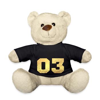 Numéro 3 paillettes doré -3e anniversaire - Nounours - noir - Devant