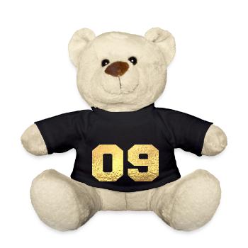 Nummer 9 Gold Glitter - 9. Jahrestag - Teddy - Schwarz - Vorne