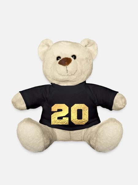 Numéro 20 paillettes doré - 20e anniversaire - Nounours - noir