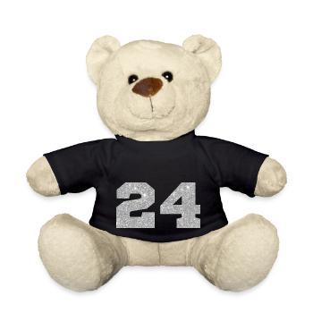 Numéro 24 paillettes argenté - 24e anniversaire - Nounours - noir - Devant