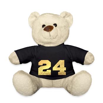 Numéro 24 paillettes doré - 24e anniversaire - Nounours - noir - Devant