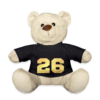 Number 26 Gold Glitter - 26th Anniversary - Teddy Bear - black - Front