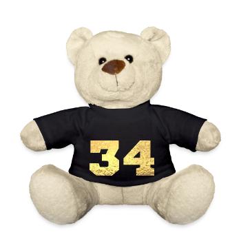 Numéro 34 paillettes doré - 34e anniversaire - Nounours - noir - Devant