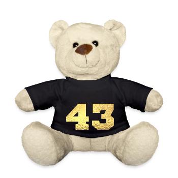 Number 43 Gold Glitter - 43rd Anniversary - Teddy Bear - black - Front