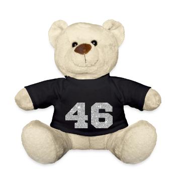 Numéro 46 paillettes argenté - 46e anniversaire - Nounours - noir - Devant