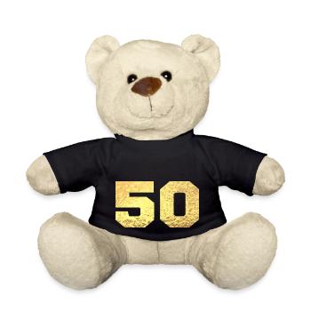 Numéro 50 paillettes doré - 50e anniversaire - Nounours - noir - Devant