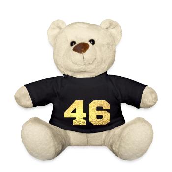 Numéro 46 paillettes doré - 46e anniversaire - Nounours - noir - Devant