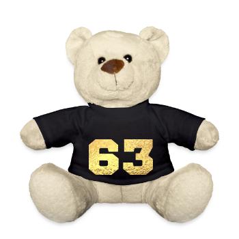 Numéro 63 paillettes doré - 63e anniversaire - Nounours - noir - Devant