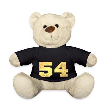 Numéro 54 paillettes doré - 54e anniversaire - Nounours - noir - Devant