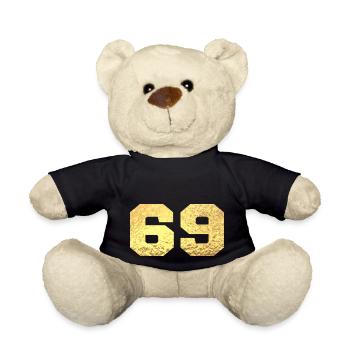 Nummer 69 Gold Glitter - 69. Jahrestag - Teddy - Schwarz - Vorne