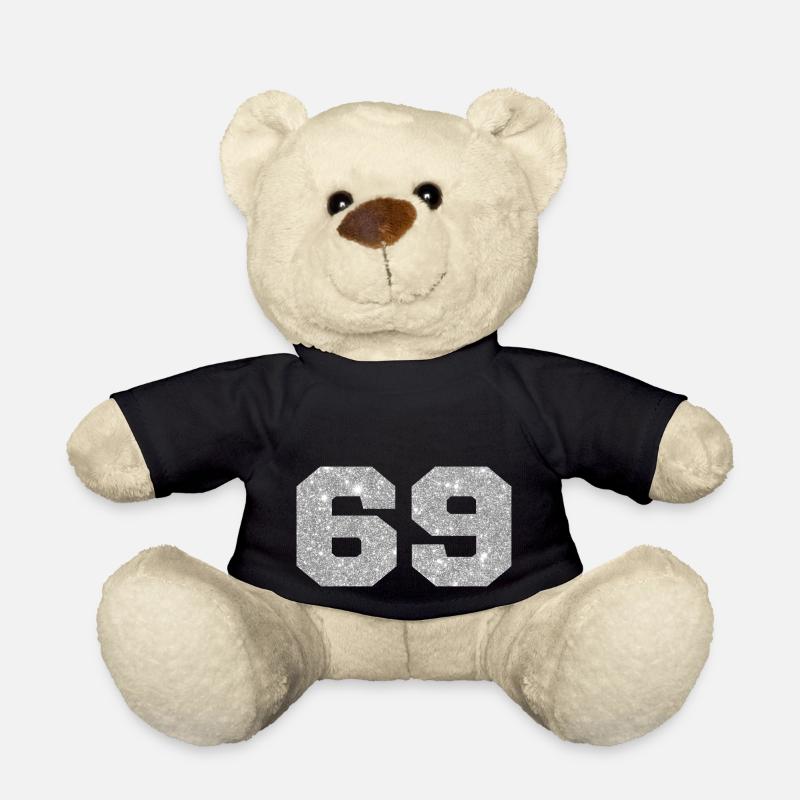Numéro 69 paillettes argenté - 69e anniversaire - Nounours - noir