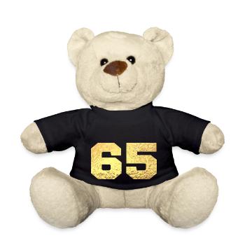 Numéro 65 paillettes doré - 65e anniversaire - Nounours - noir - Devant