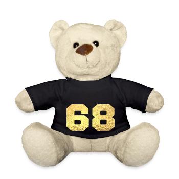 Numéro 68 paillettes doré - 68e anniversaire - Nounours - noir - Devant