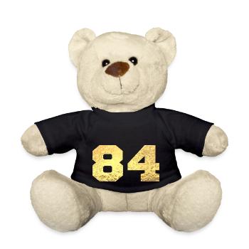 Numéro 84 paillettes doré - 84e anniversaire - Nounours - noir - Devant