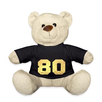 Numéro 80 paillettes doré - 80e anniversaire - Nounours - noir - Devant