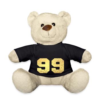 Numéro 99 paillettes doré - 99e anniversaire - Nounours - noir - Devant